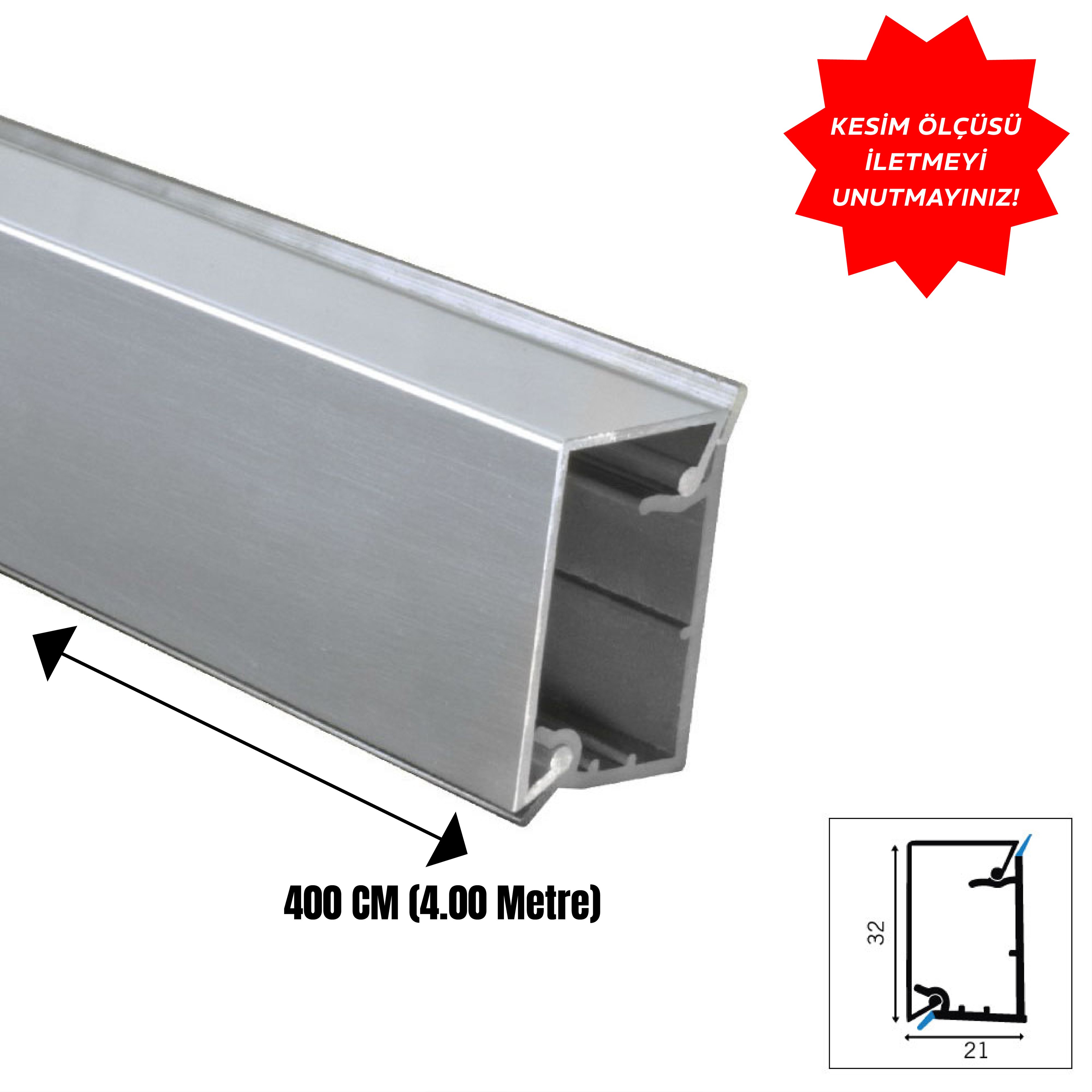 Süpürgelik Alüminyum Profil Dikdörtgen 32x21mm düz eloksal