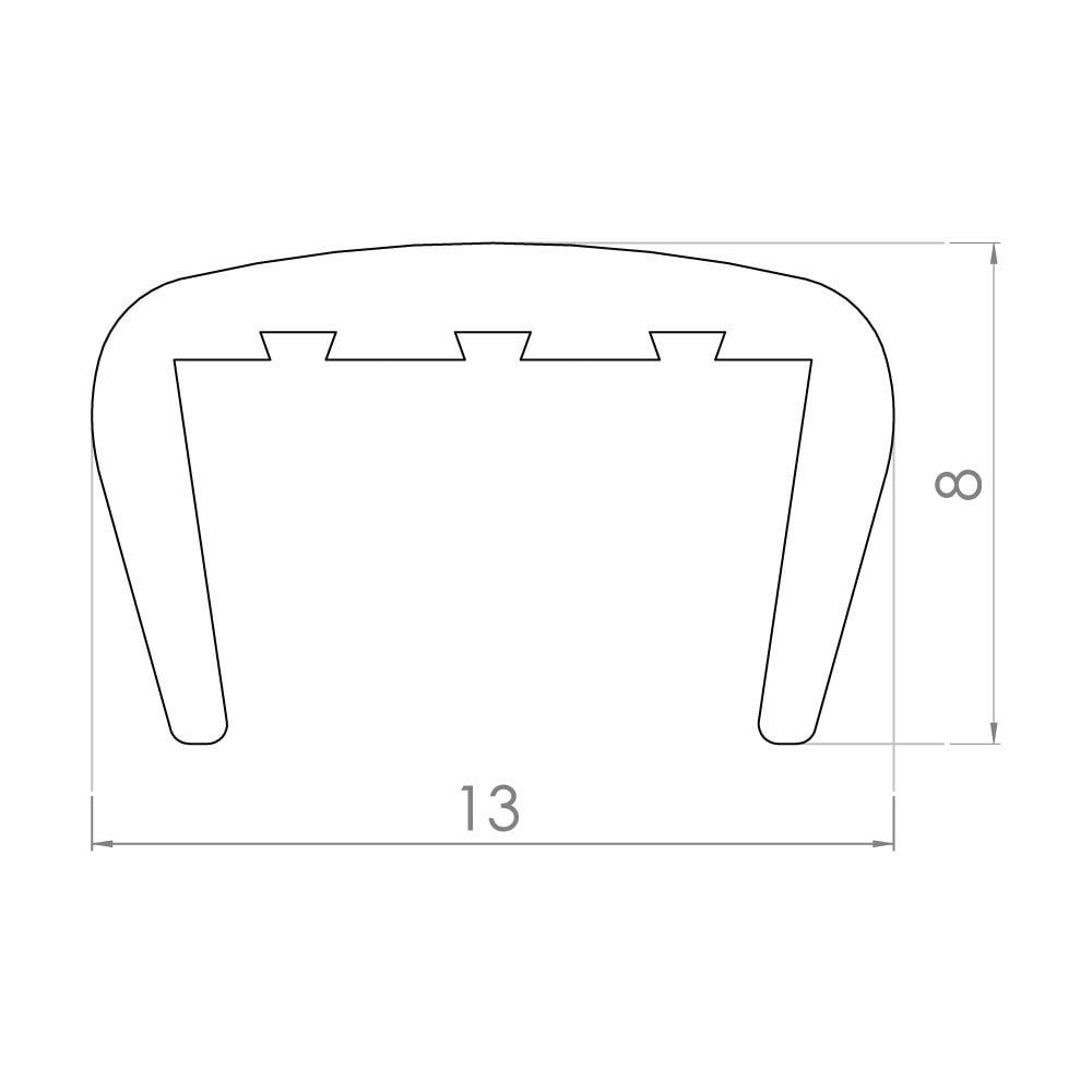 8 mm Sert U Kenar Kapama Gri 1 Boy 3 Metre
