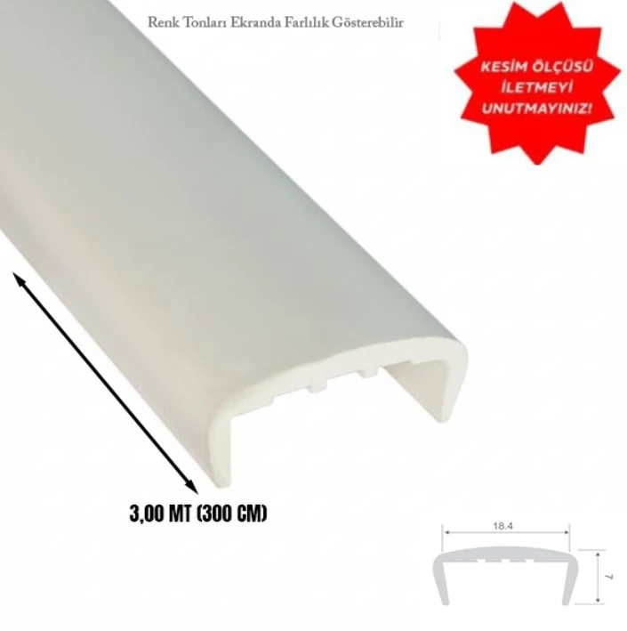 Hard PVC Edge Closing U Profile 18mm Straight White