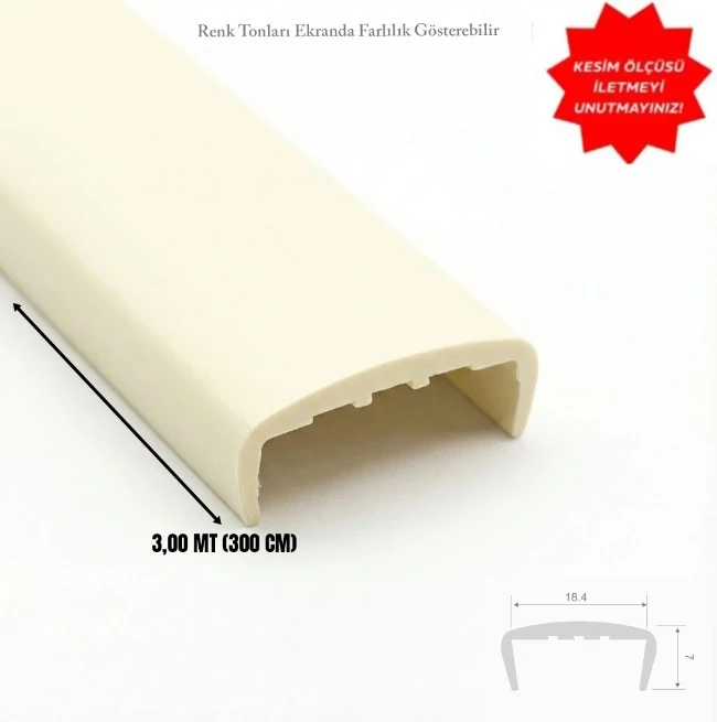 Hard PVC Edge Closing U Profile 18mm Straight Beige