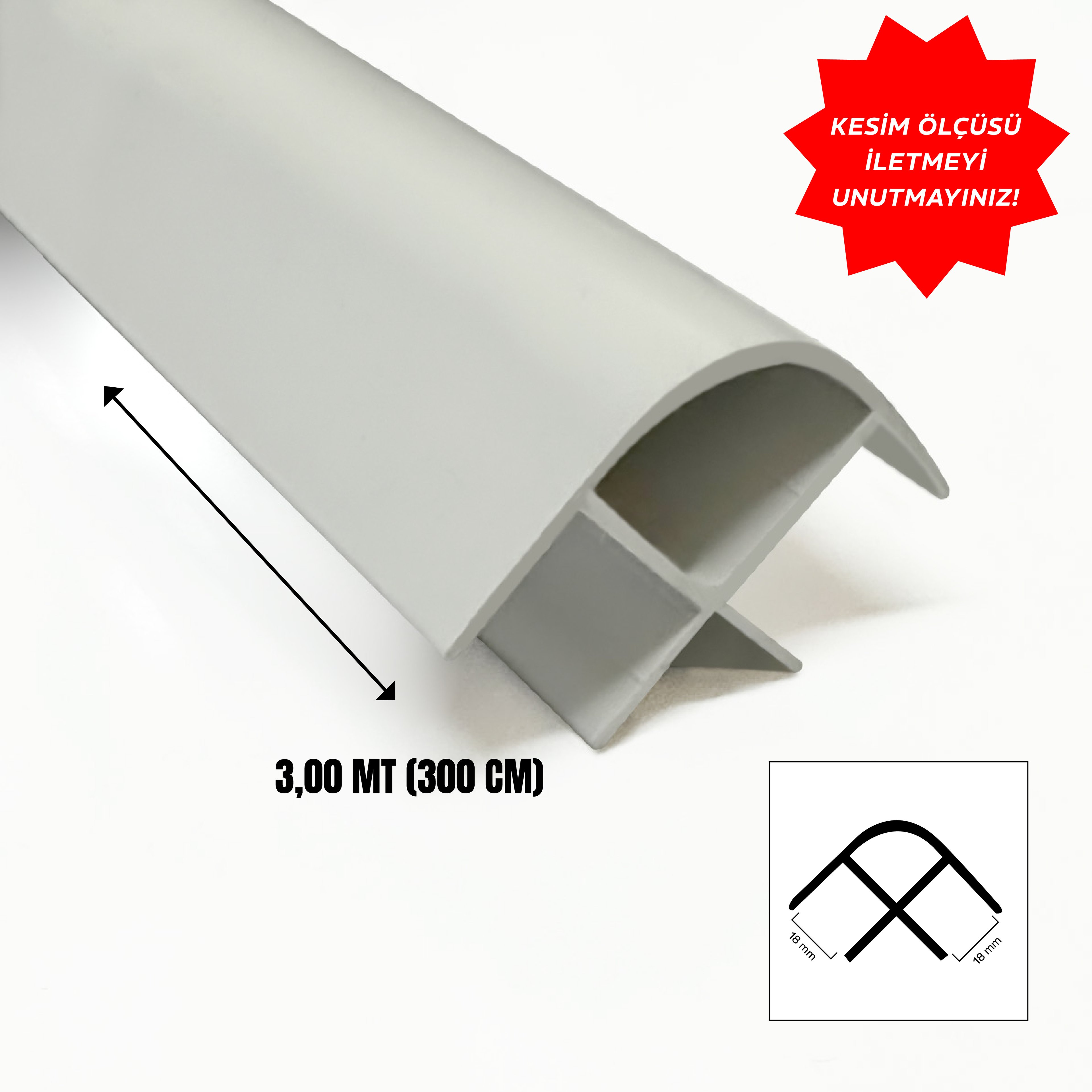 PVC 18 mm Köşe Dönüş Profili 3 mt Beyaz (SABİT)