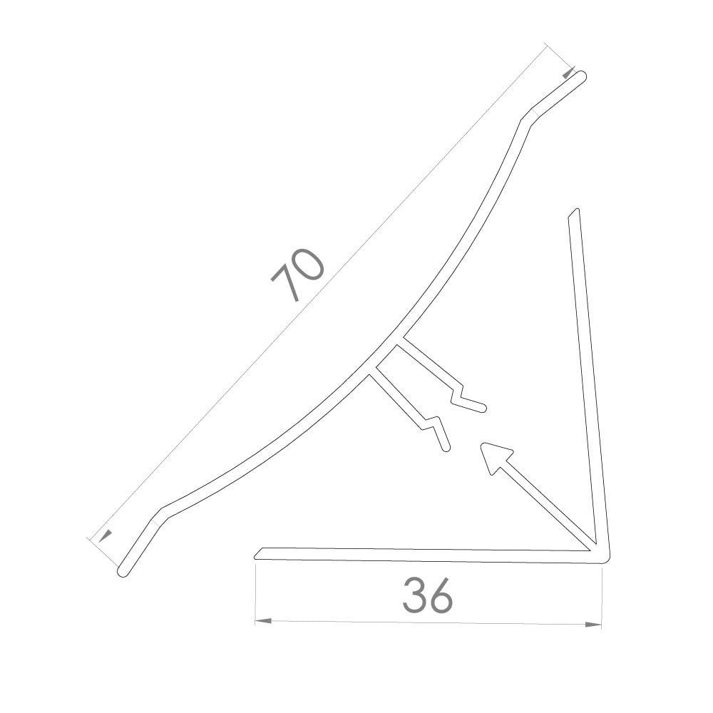 Baseboard PVC Profile 70x70 Internal Concave Flat White