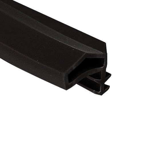 Soft PVC Door Frame Seal Strip, Pyramid Shape with Side Nails and Ears, Straight Black