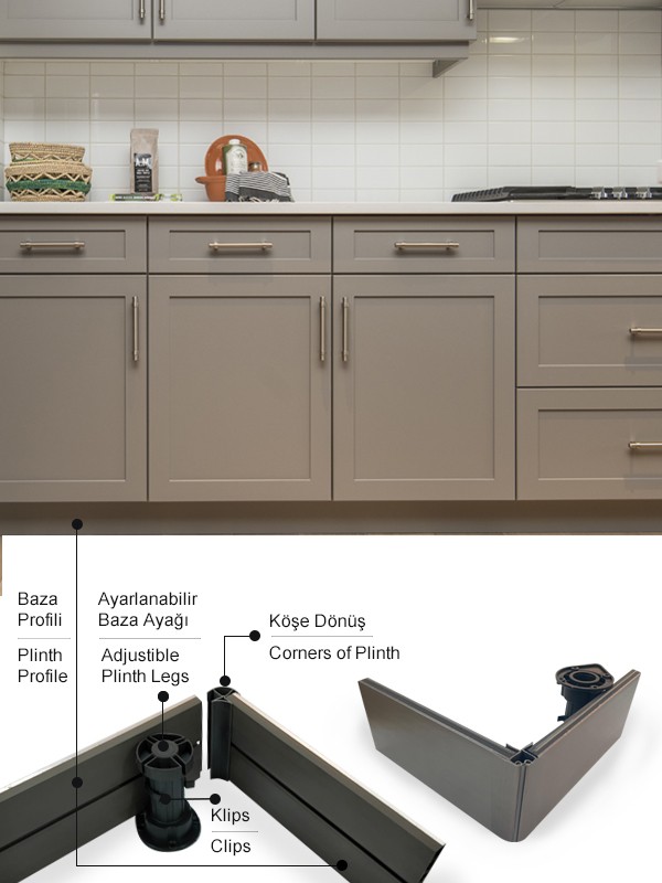Plinth Pvc Profile 150mm Coated Aluminum Inox