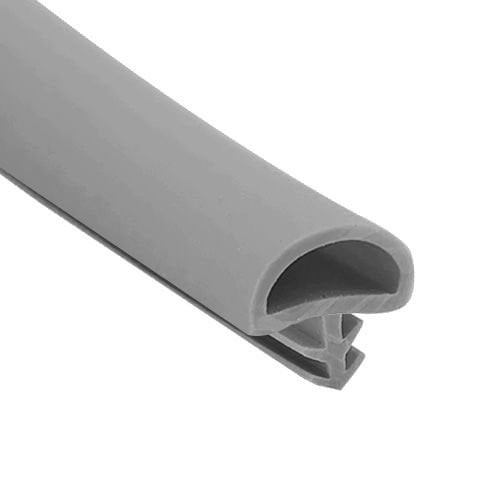 Soft PVC Door Frame Seal Strip, D-Shape with Medium Nails, Straight Gray, 100 meters