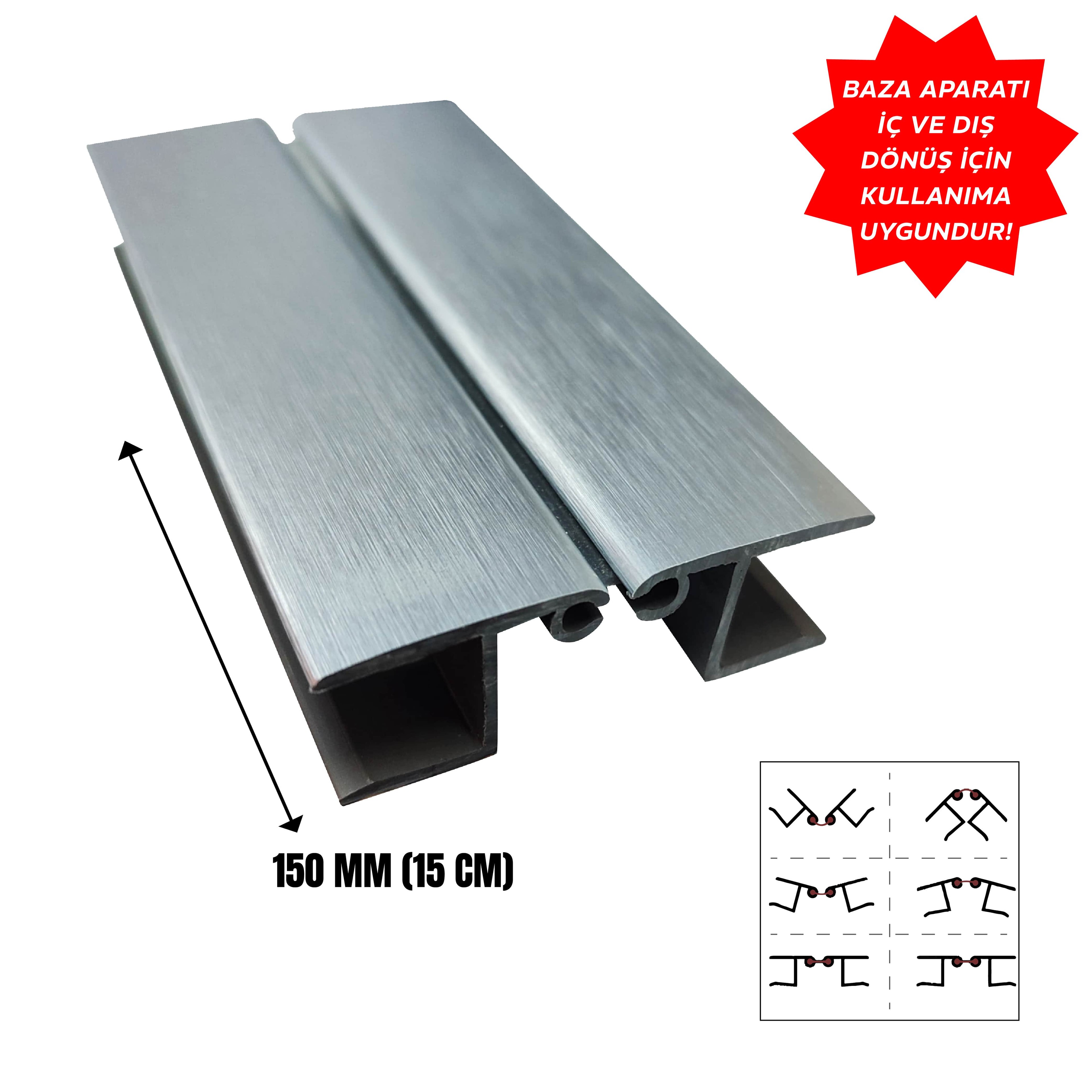 Baza Pvc Aparat Köşe Dönüş 150mm Kaplamalı Alüminyum Silver