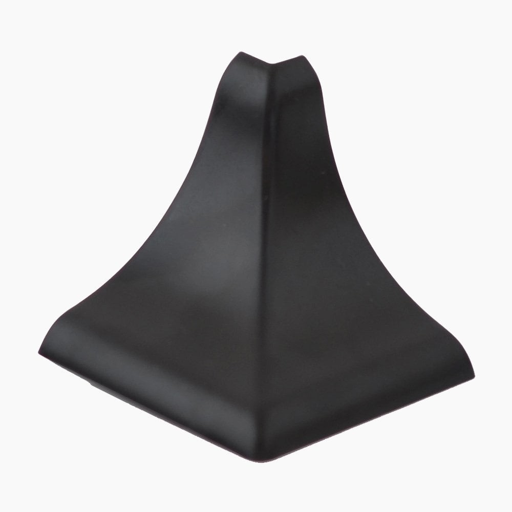 Baseboard PVC Fitting Internal Concave External Corner Plain Black.