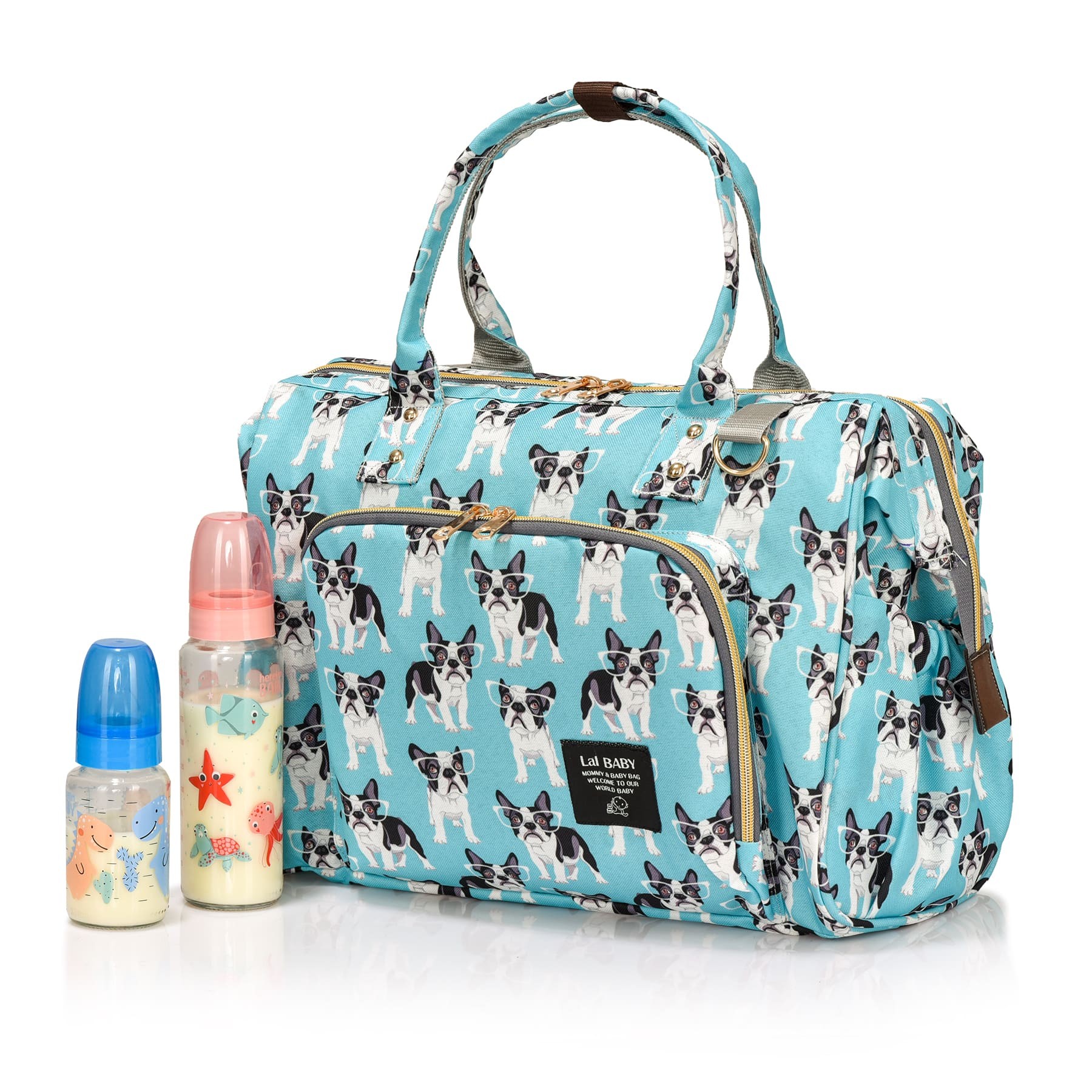 Lal Baby Baggage Bag Köpek Mavi Omuz Askılı Anne Bebek Bakım Çantası