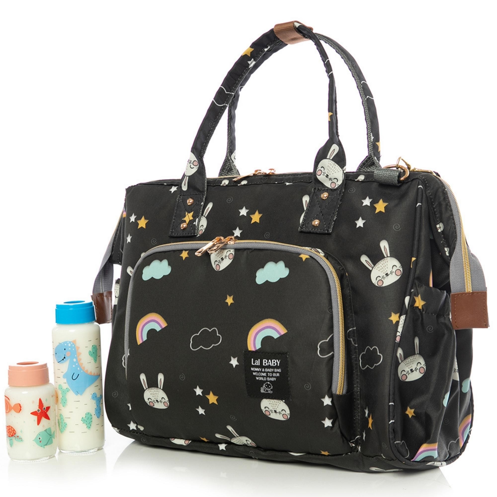 Lal Baby Baggage Bag Tavşan Siyah Omuz Askılı Anne Bebek Bakım Çantası