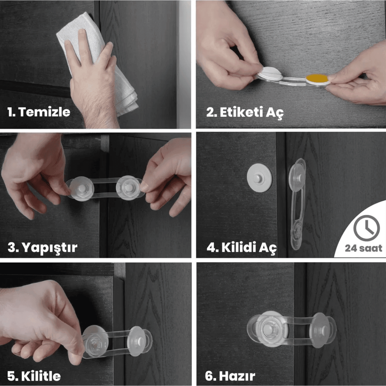 Bebek Çocuk İçin Dolap Buz Dolabı Çekmece Kilidi Güvenlik Dolap ve Çekmece Kilidi Koruyucu 5 Adet