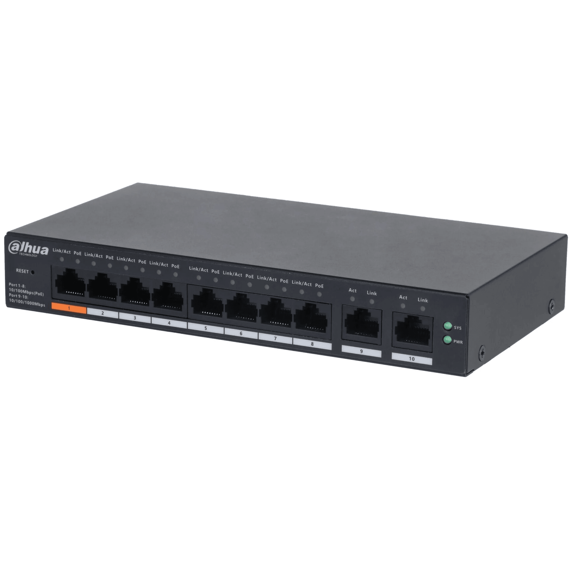 Dahua CS4010-8ET-60 10 Port 10/100 8 Port Poe 60w Yönetilebilir Desktop Switch