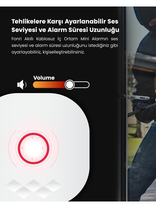 Fonri Akıllı Pratik Alarm Seti, Akıllı Alarm, Akıllı Kapı Pencere Sensörü, Akıllı Hareket Sensörü, Kumanda