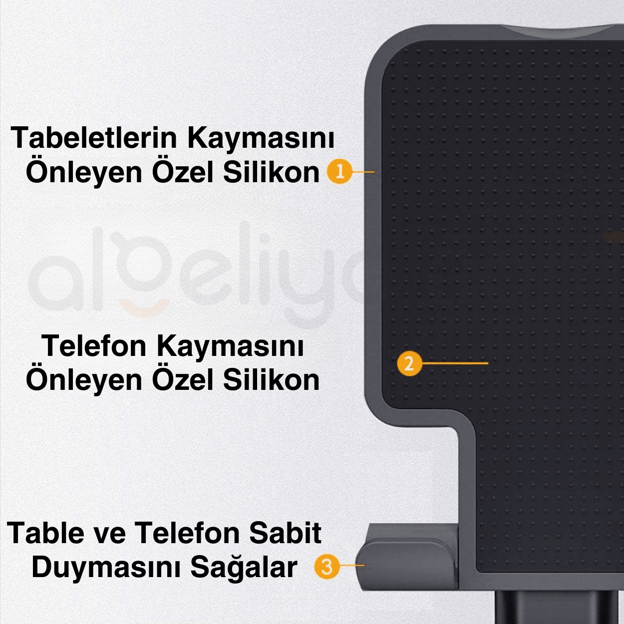 Kademeli Katlanabilir Masa Üstü Telefon Tablet Tutucu Standı Silikon Desteği İle Düşürmez Kaydırmaz