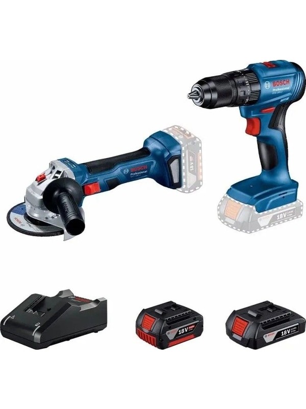 Bosch Professional GWS 180-LI + GSB 185-LI 18V Akülü Vidalama 2+4 Ah Çift Akü Set - 06019H9026