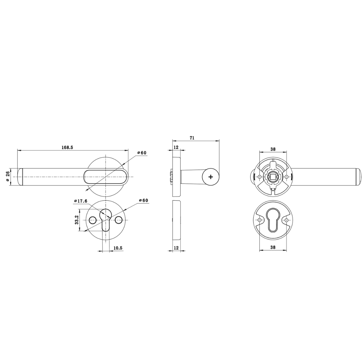 Kale Parmak İzli Kapı Kolu KD050/50-120