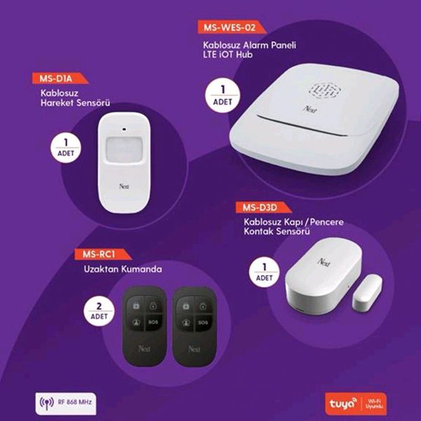 Next MS-WES-02 4G/LTE/Wifi Kablosuz Alarm Seti