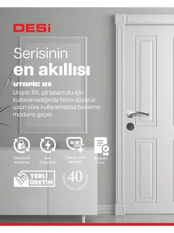 Desi Utopic Rx Yapay Zeka Destekli Akıllı Kilit - Wifi Akıllı Köprü - Parmak Izi ve Tuş Takımı Set (Anahtar Üzerine Montaj Akıllı Kapı Kilidi)