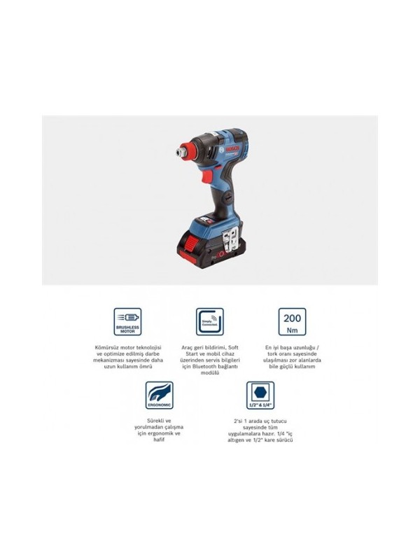 Bosch Professional GDX 18V-200 C 18 Volt 5.0 Ah Akülü Darbeli Somun Sıkma Makinesi - L-Boxx