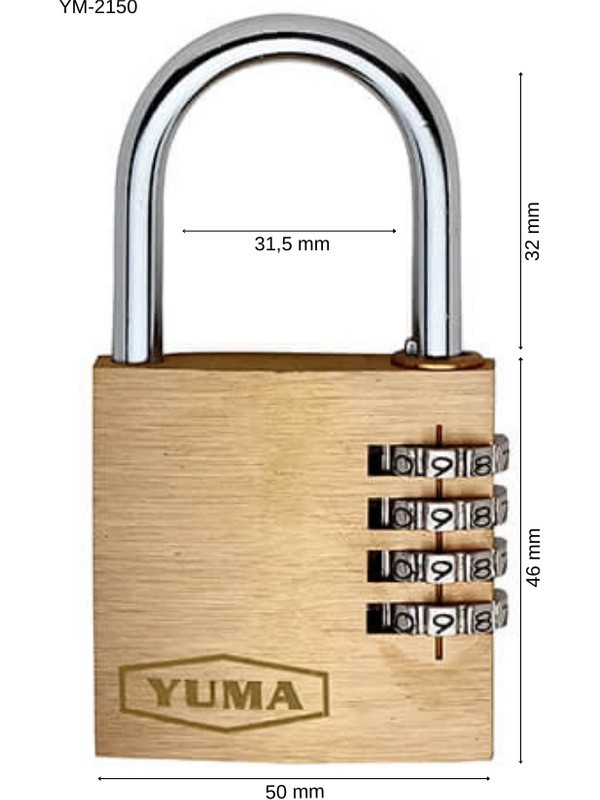 Yuma Asma Kilit Dolap Bavul Valiz Çanta Güvenlik Şifreli Kilit 4 Haneli 50 mm