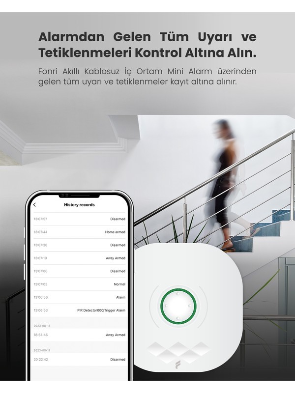 Fonri Akıllı Pratik Alarm Seti, Akıllı Alarm, Akıllı Kapı Pencere Sensörü, Akıllı Hareket Sensörü, Kumanda