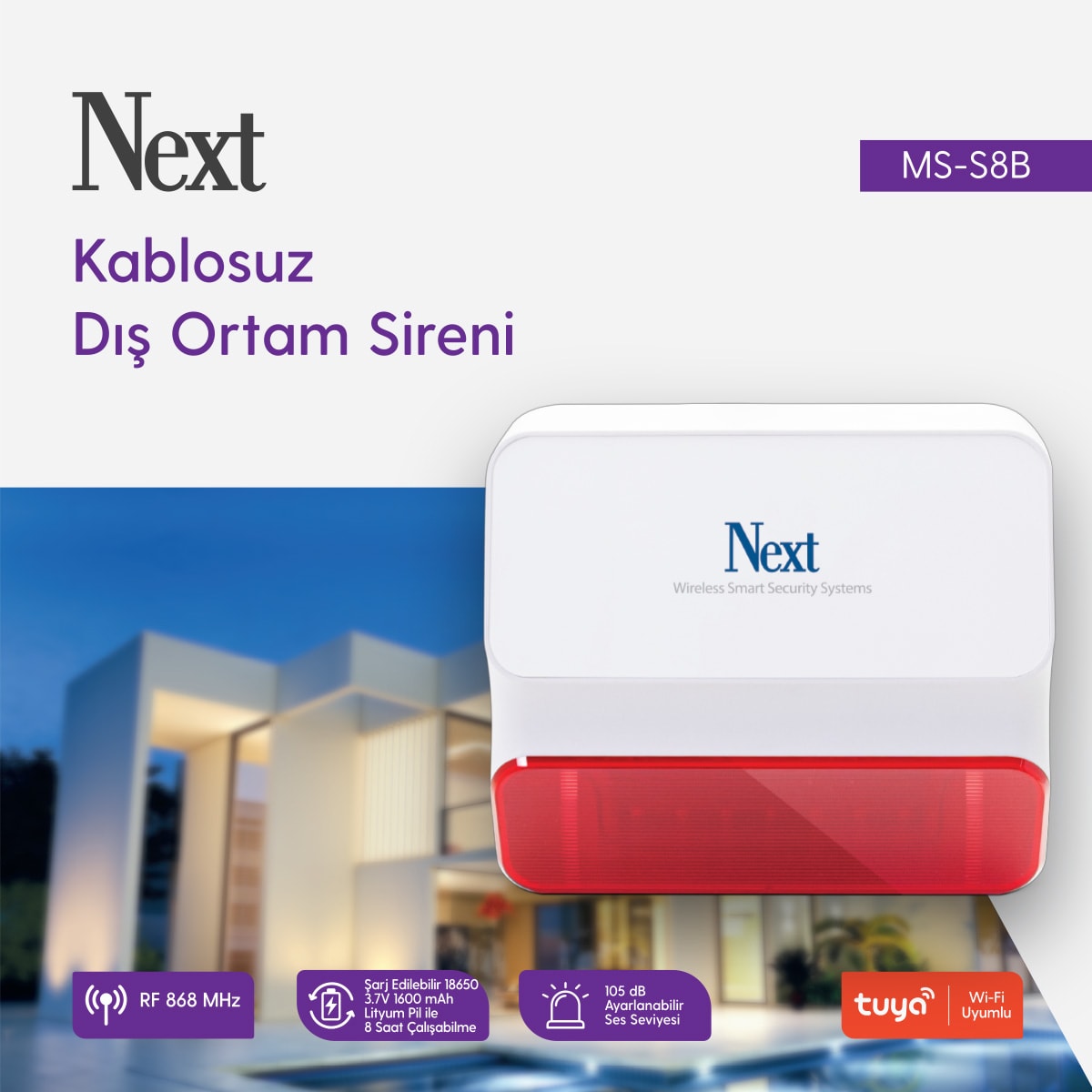 Next Kablosuz Dış Ortam Sireni MS-S8B