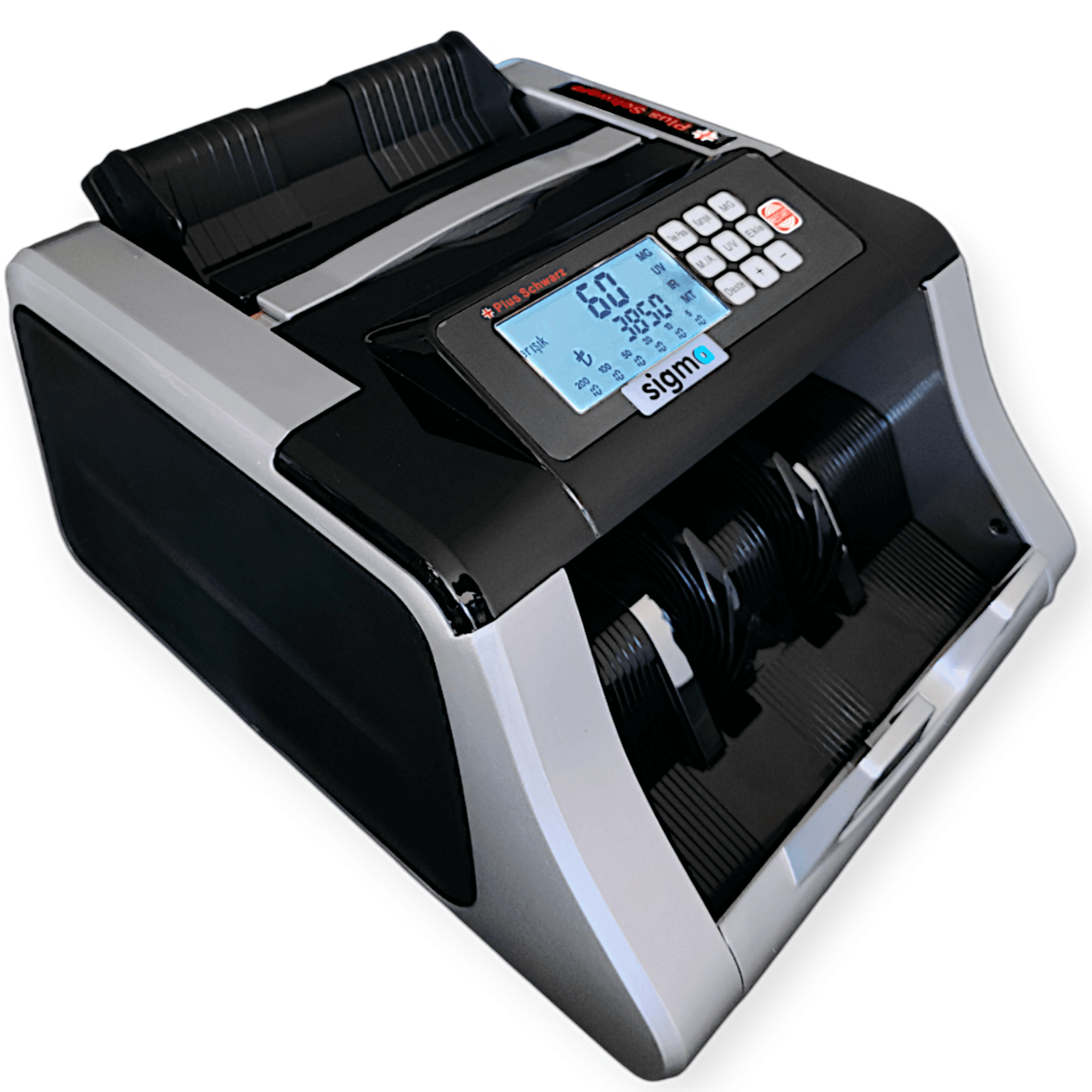 Sigma Plus Schwarz Para Sayma Makinesi | TL Karışık Sayım, Sahte Para Kontrolü, TFT Ekranlı