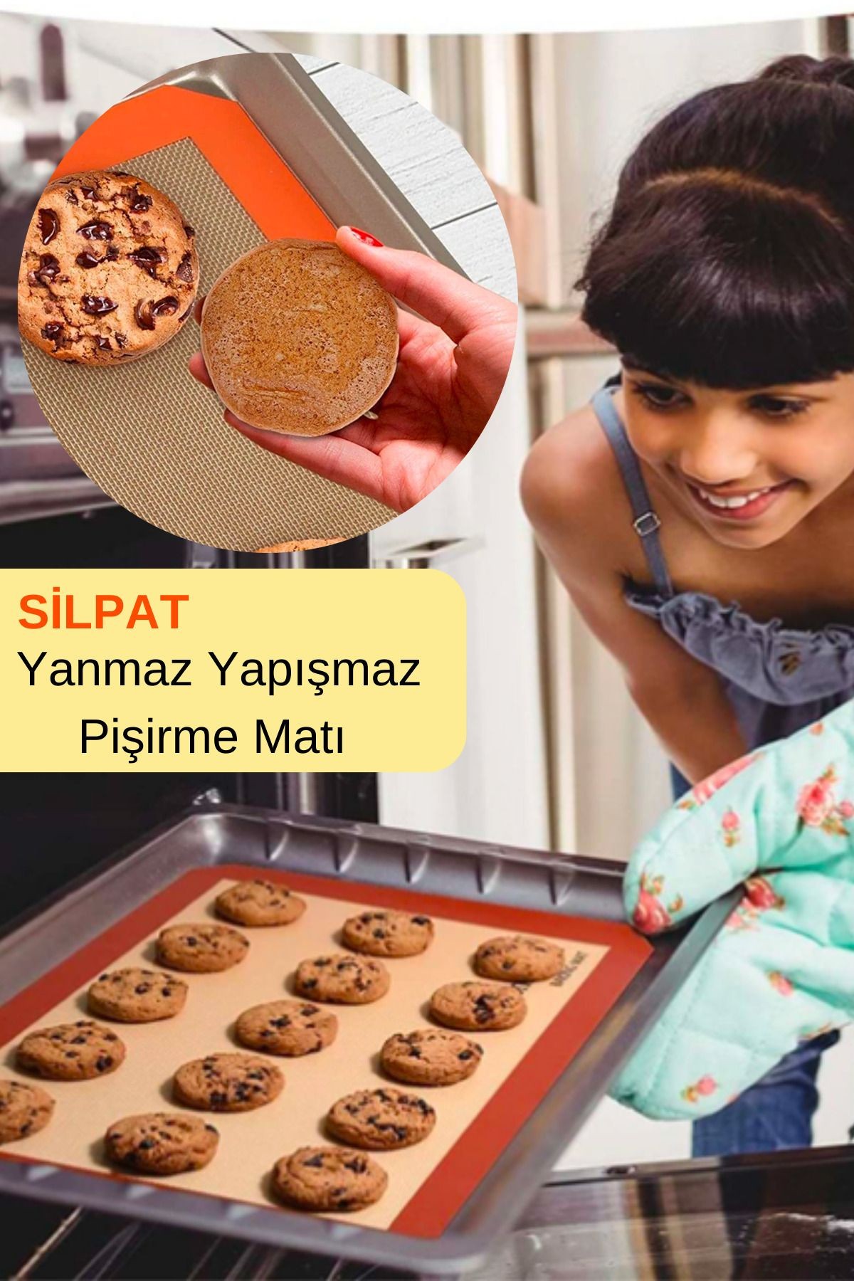 Silpat Orjinal Fırınlanabilir Kendinden Yağlı Yıkanabilir Silikon Pişirme Matı Hamur Açma Matı 30x40