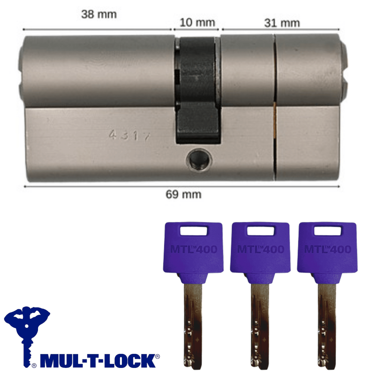 Mul-T-Lock Mtl 400 Tuzaklı Bilyalı Kapı Kilidi 69 Mm