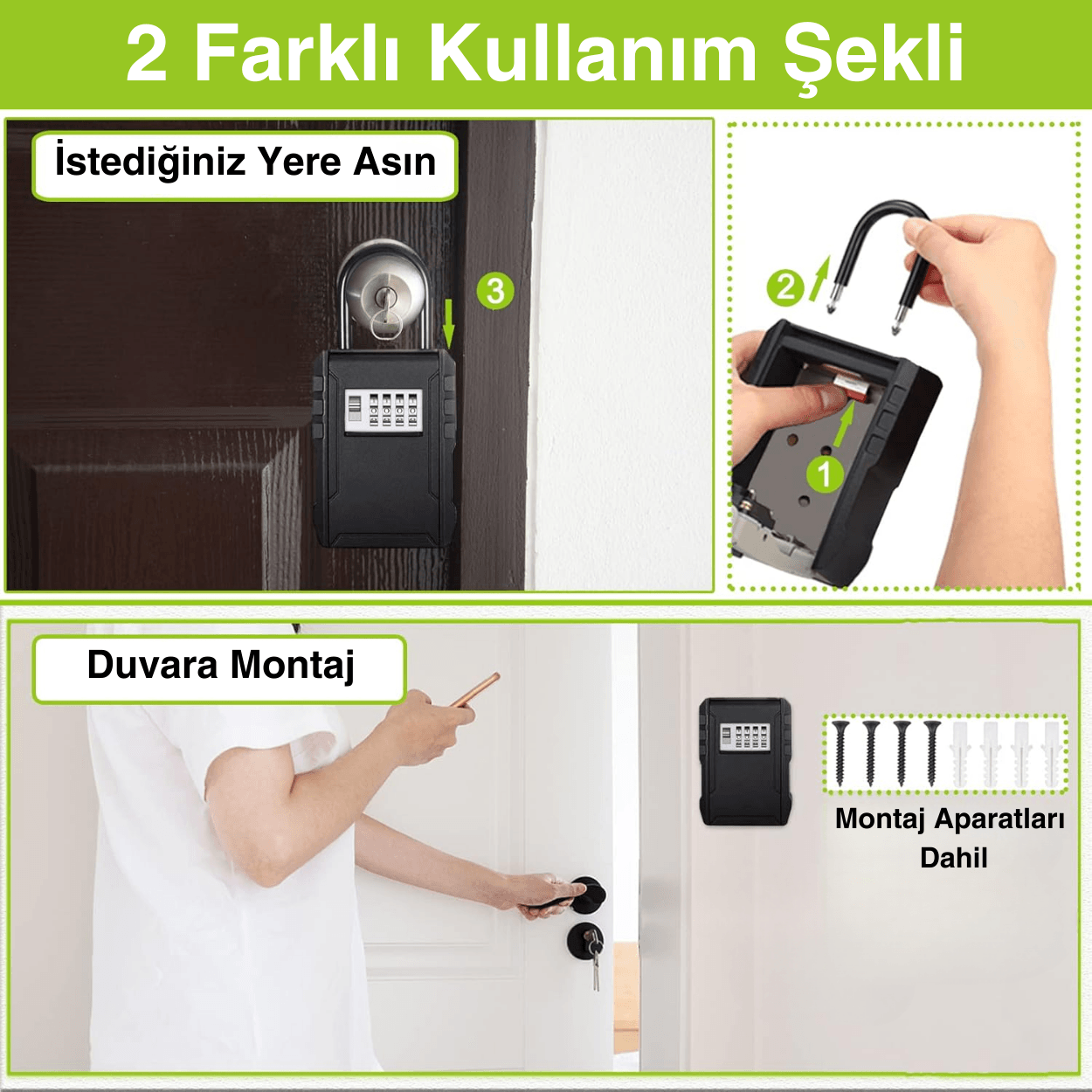 Askılı 4 Haneli Şifreli Anahatar Dolabı Şifreli Anahtar Kasası Airbnb Anahtar Dolabı Çelik Şifreli Anahtar Kutusu