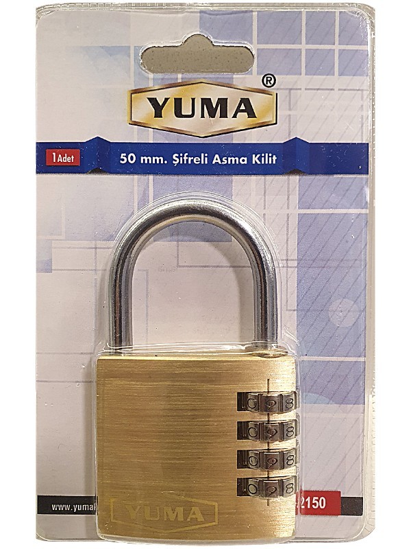 Yuma Asma Kilit Dolap Bavul Valiz Çanta Güvenlik Şifreli Kilit 4 Haneli 50 mm
