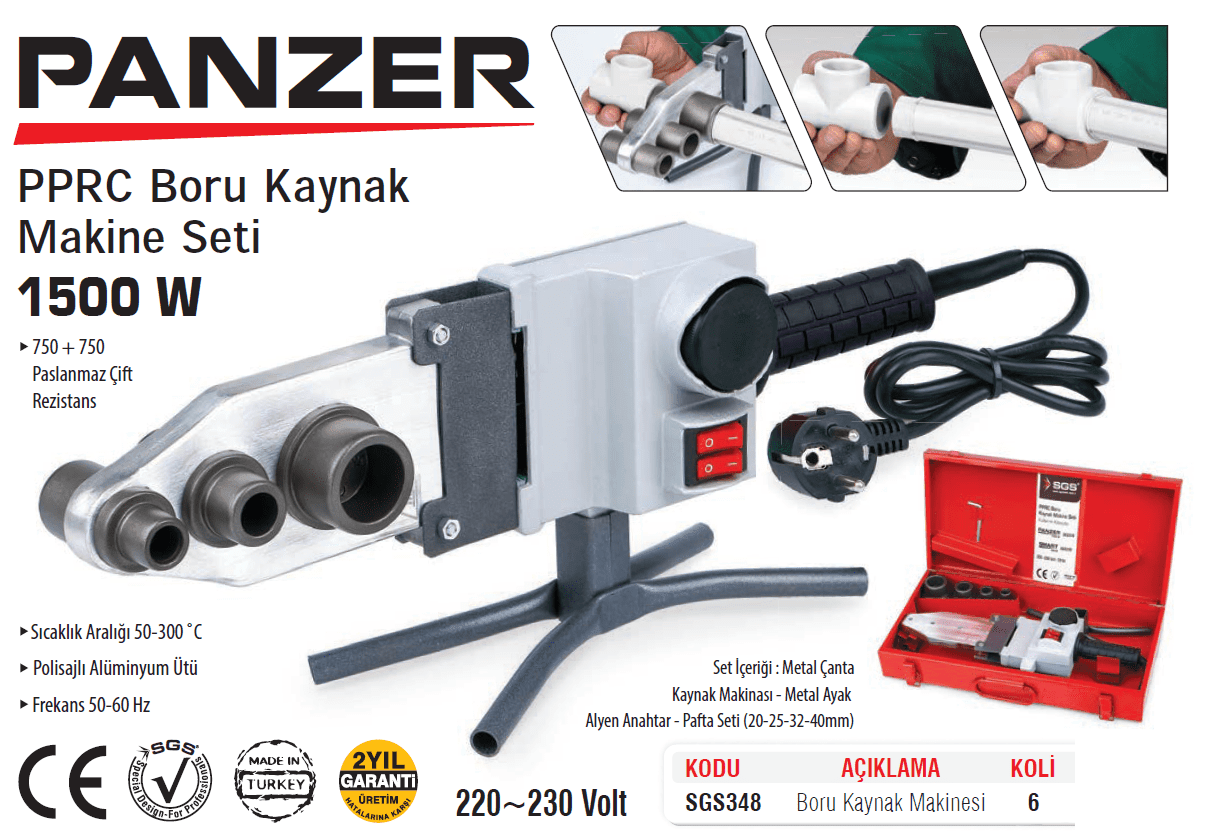 Sgs Çantalı Pprc Pvc Boru Kaynak Makinesi SGS348 1500 Watt