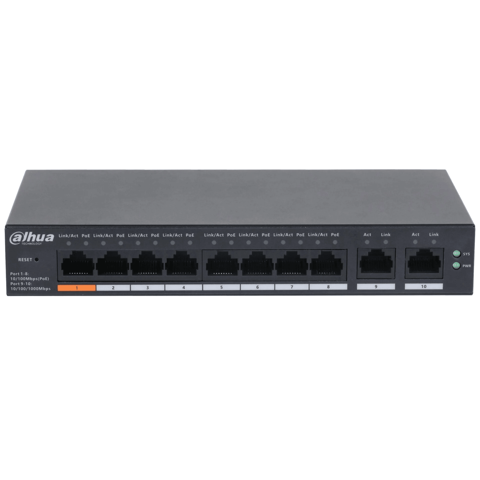 Dahua CS4010-8ET-60 10 Port 10/100 8 Port Poe 60w Yönetilebilir Desktop Switch