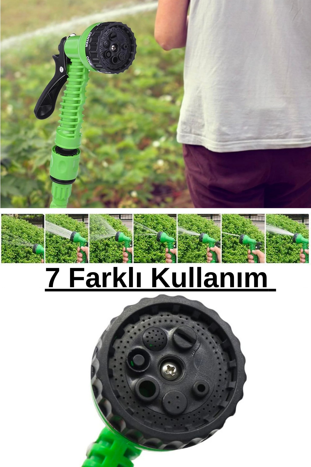 30 Metre Uzayan Bahçe Hortumu Araba Yıkama Bahçe Halı Sulama Sızdırmaz Musluktan Çıkmaz Hortum