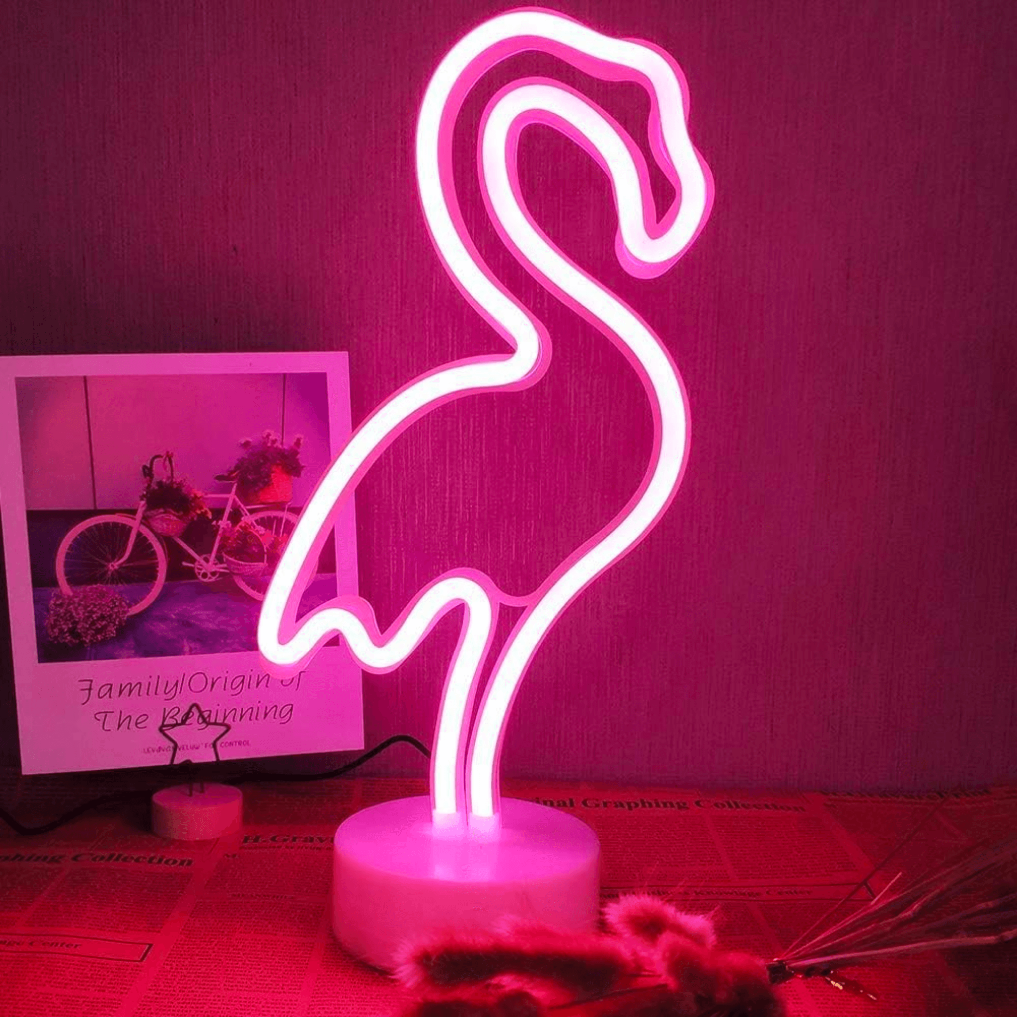 Dekoratif Flamingo Neon LED Gece Lambası