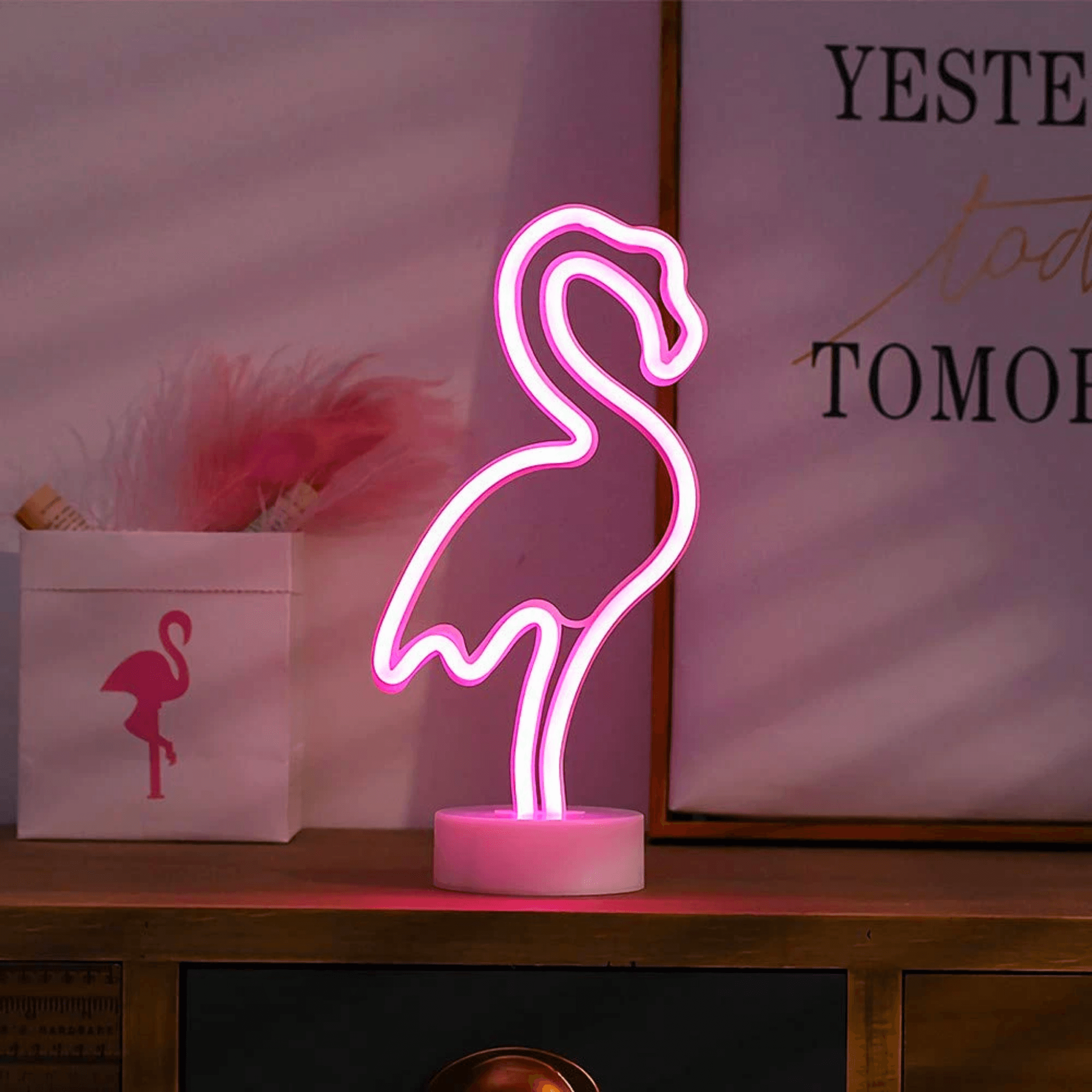 Dekoratif Flamingo Neon LED Gece Lambası