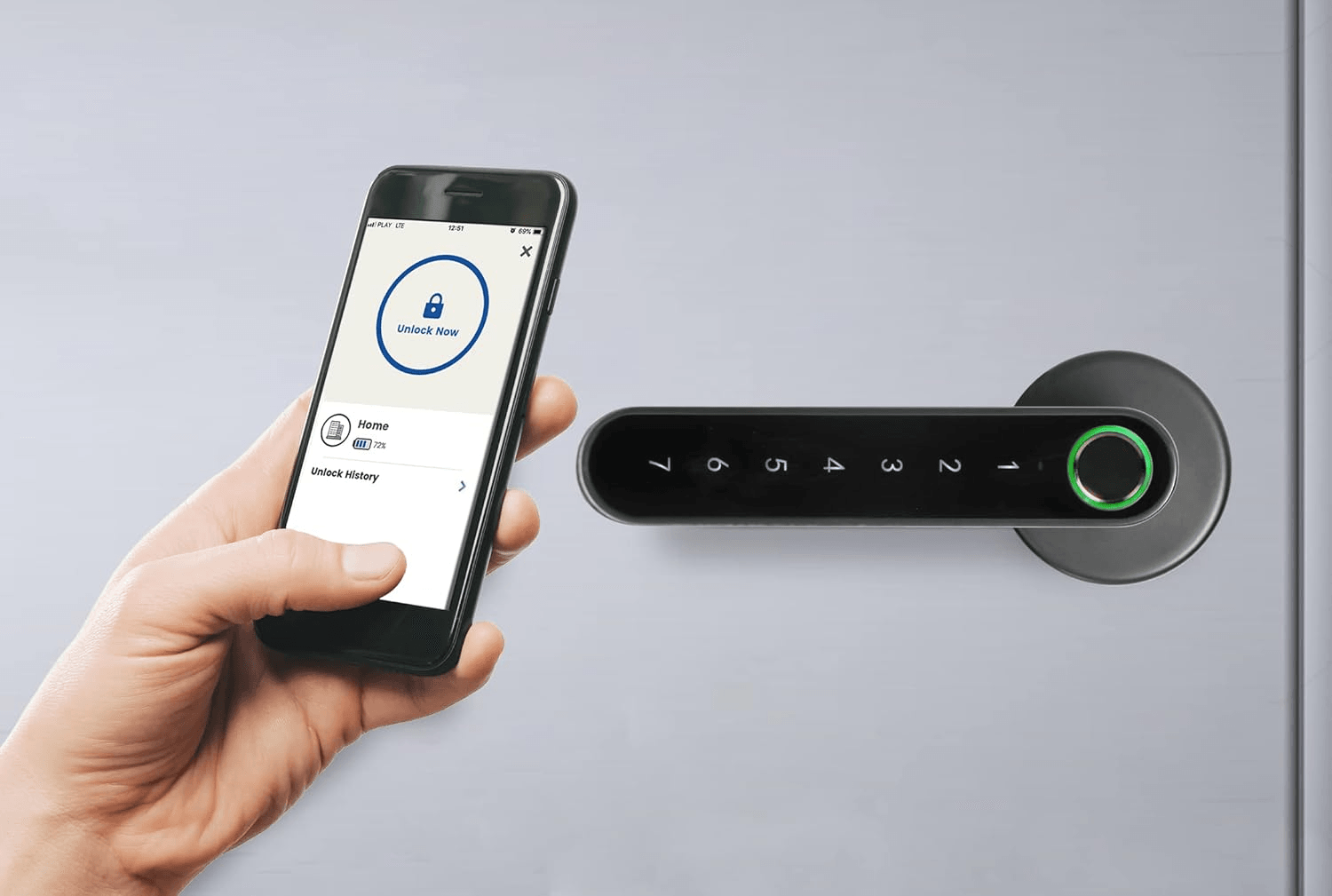 Mul-t-lock Smart Handle - Siyah Parmak İzli Akıllı Kapı Kolu