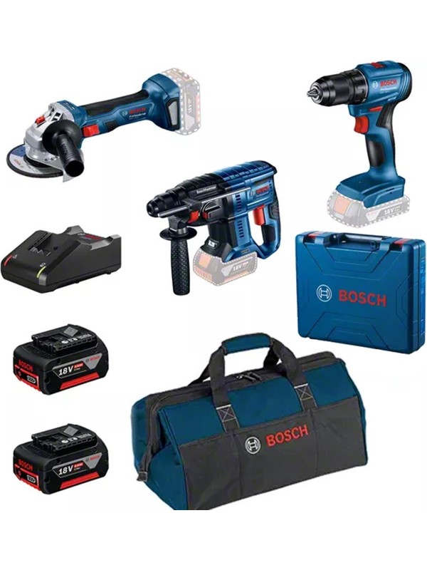 Bosch Professional Gsr 185-LI + Gws 180-LI + Gbh 180-LI 2X4.0AH Akülü Kombo Kit - 0615990N1Y