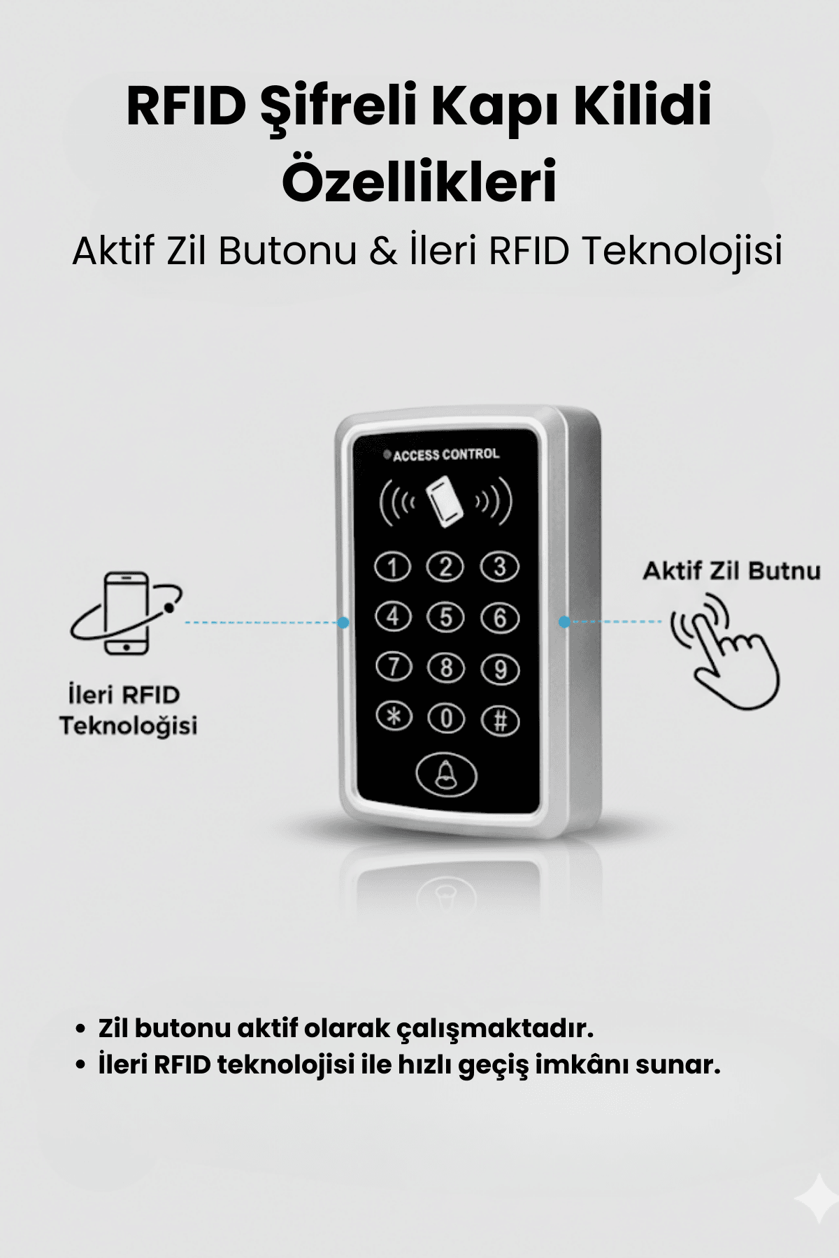 Rfıd Şifreli Kapı Kilidi Şifreli ve Kartlı Geçiş Sistemi Kartlı Geçiş Kontrol Sistemi 10 Boncuklu