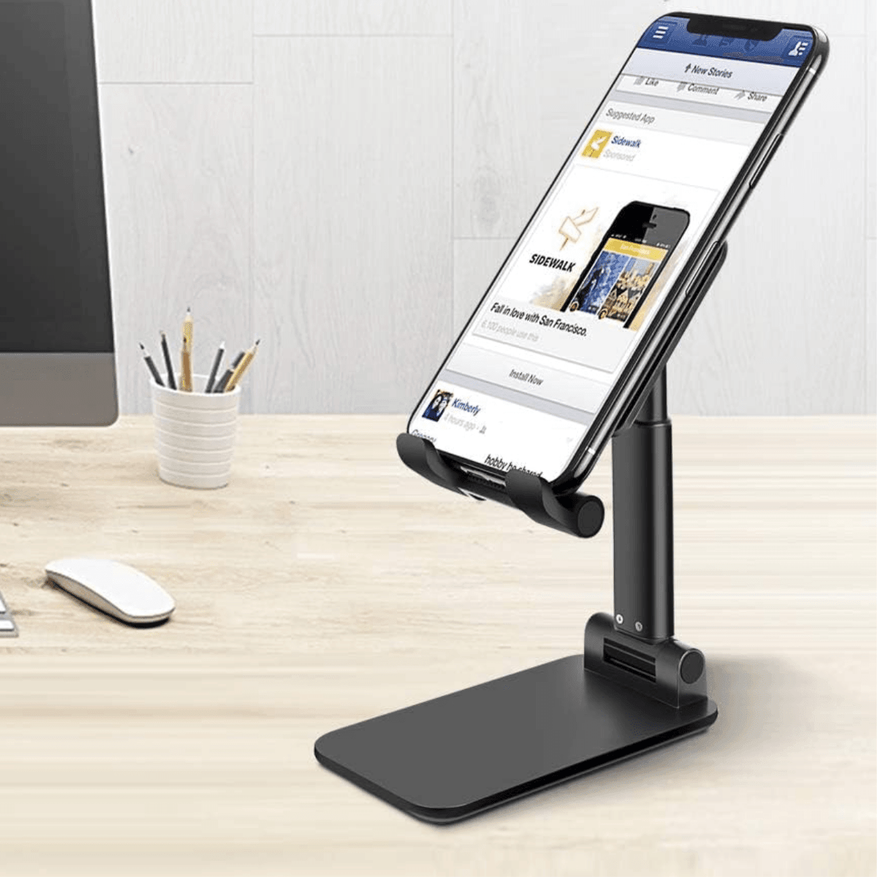 Kademeli Katlanabilir Masa Üstü Telefon Tablet Tutucu Standı Silikon Desteği İle Düşürmez Kaydırmaz