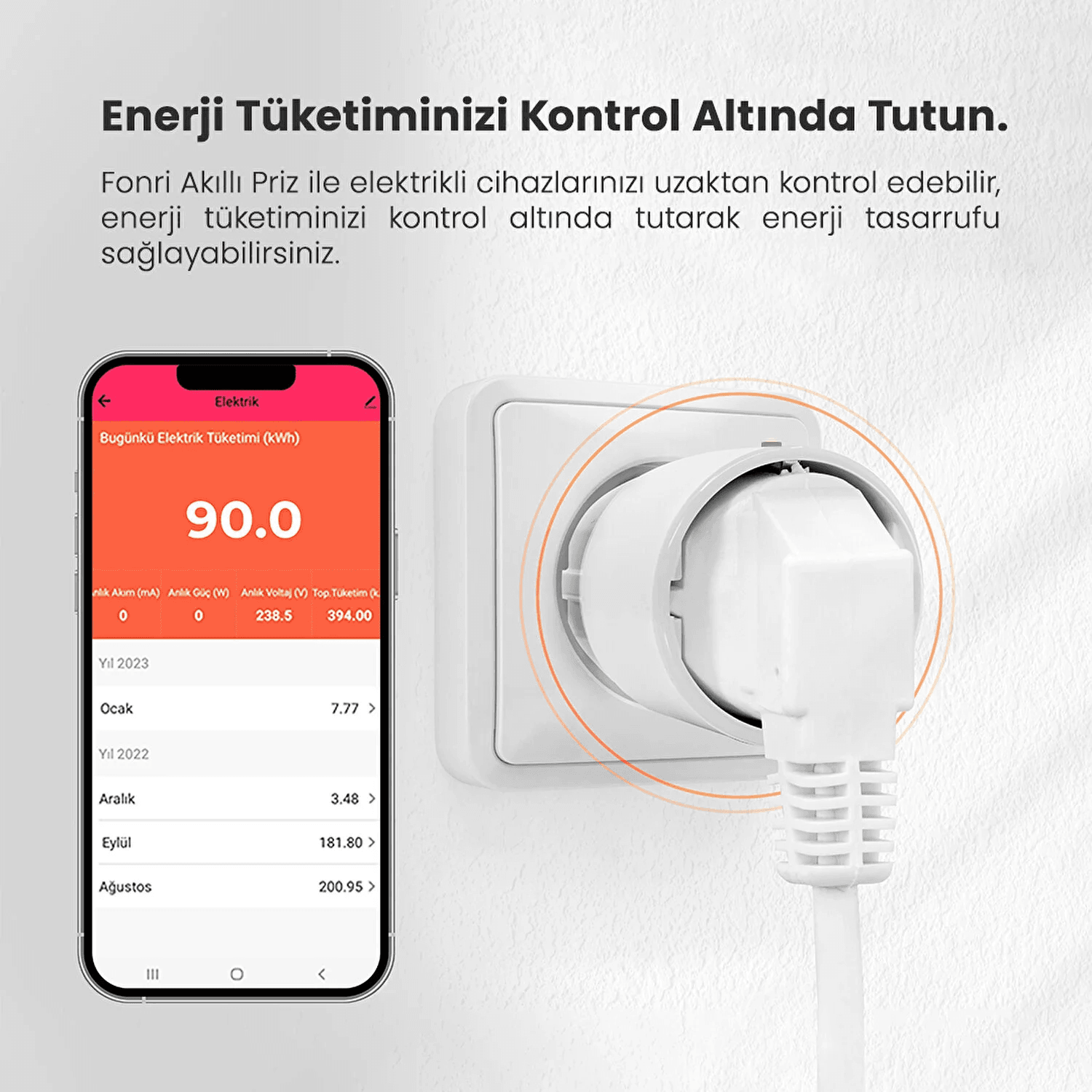 Fonri Akıllı Priz Wİ Fi Uzaktan Kontrol Edilebilen Smart Priz