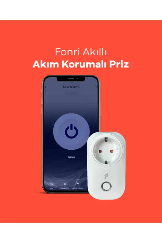 Fonri Akıllı Akım Korumalı Priz (16 AMPER), Uzaktan Kontrol, Wifi, Anlık Enerji Tüketim Takip, Zamanlayıcı, Tuya