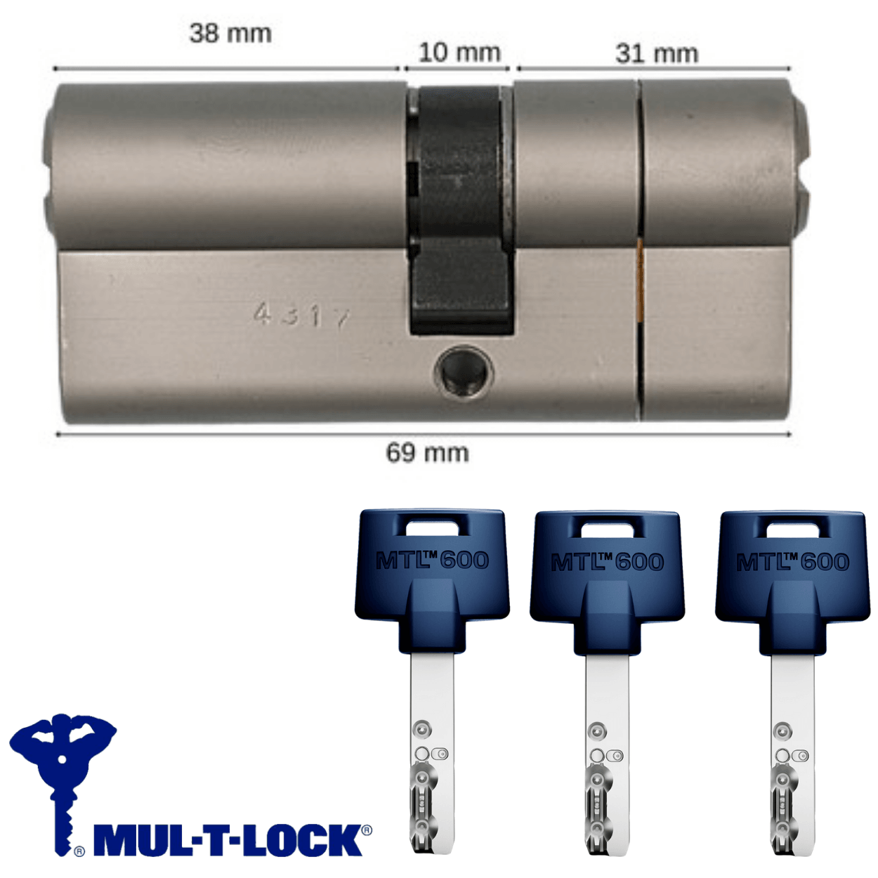 Mul-T-Lock Mtl 600 Tuzaklı Bilyalı Kapı Kilidi 69 Mm