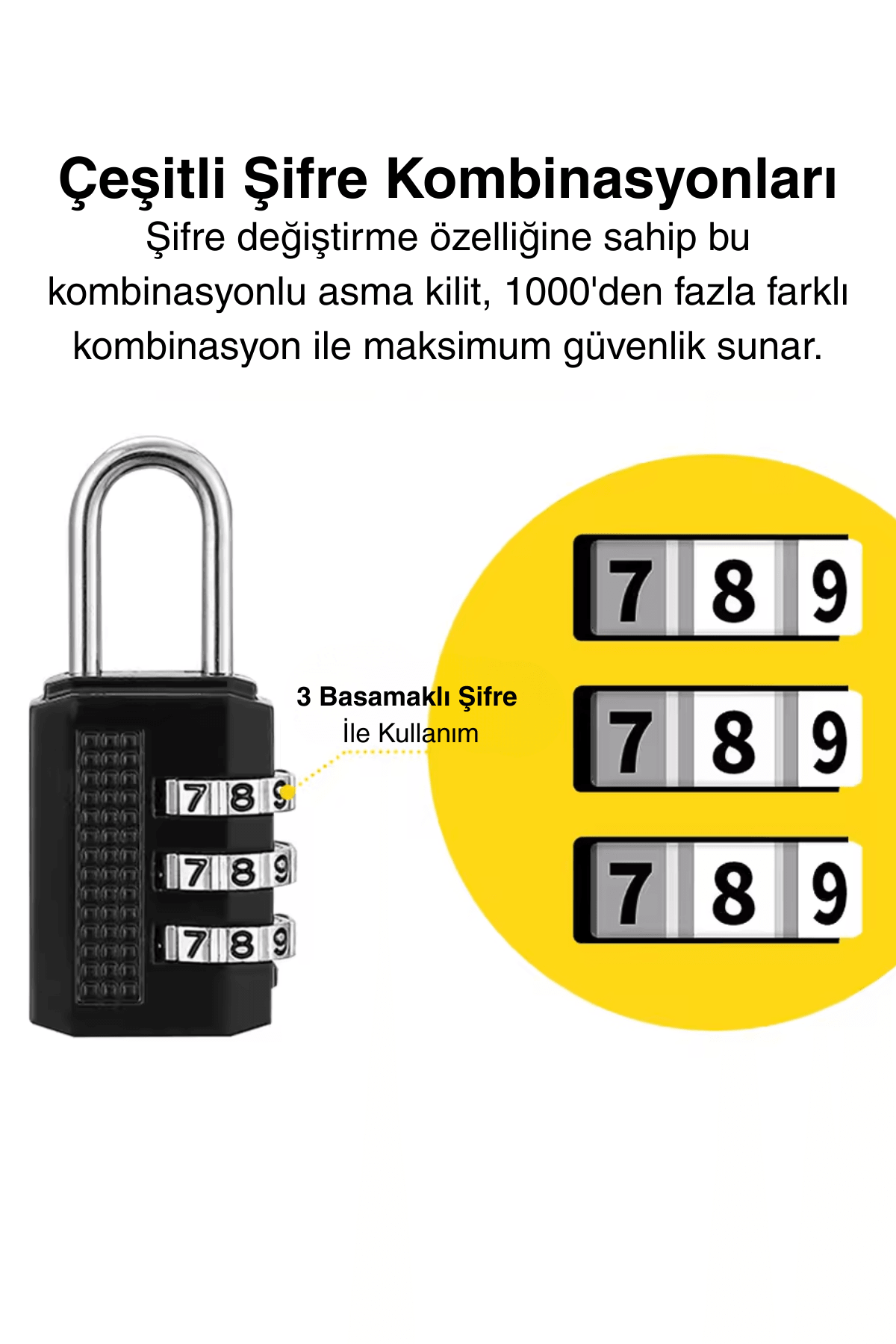 Şifreli Güvenlik Kilidi 3 Şifreli Asma Kilit Dolap Bavul Valiz Çanta Güvenlik Şifreli Kilit 32 mm