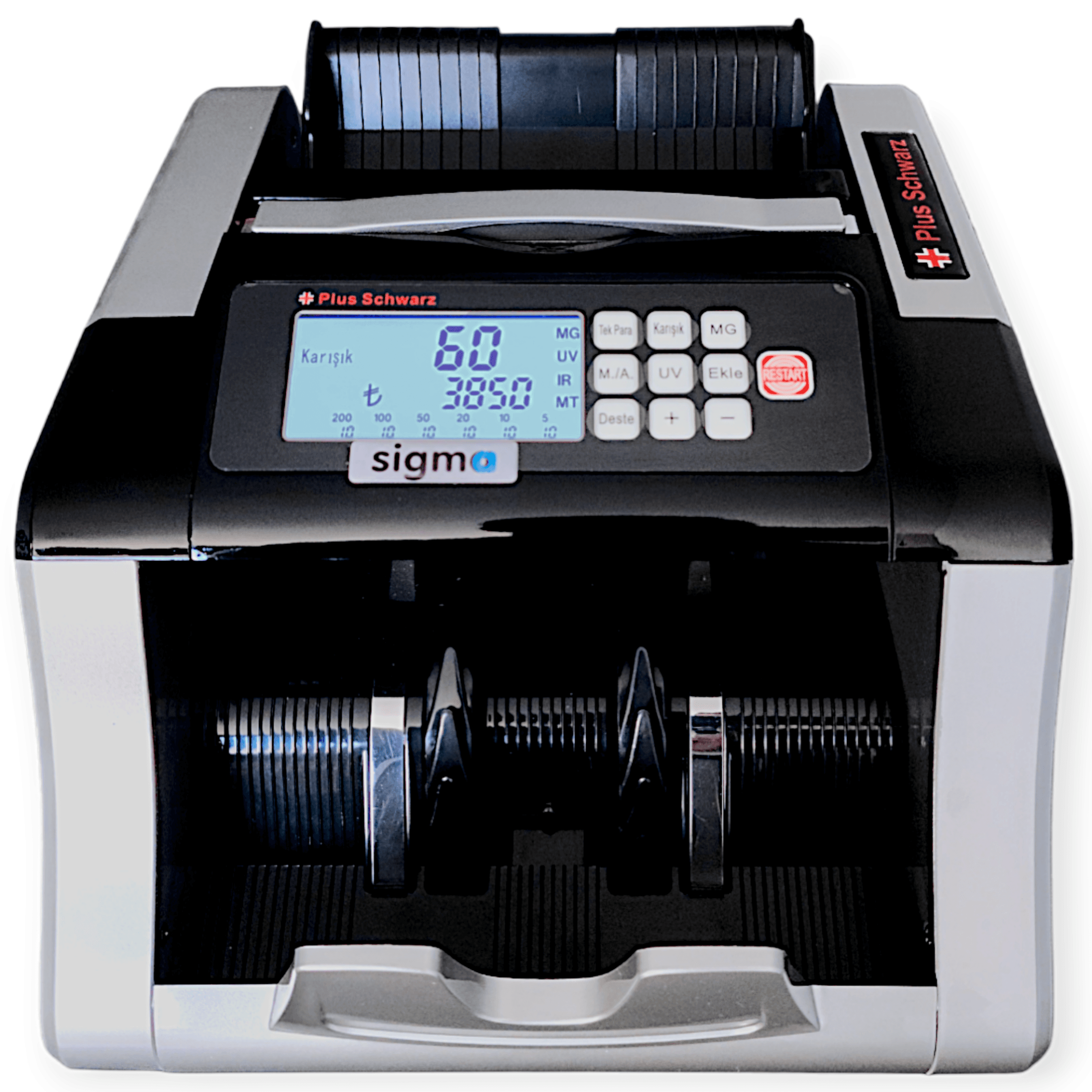 Sigma Plus Schwarz Para Sayma Makinesi | TL Karışık Sayım, Sahte Para Kontrolü, TFT Ekranlı