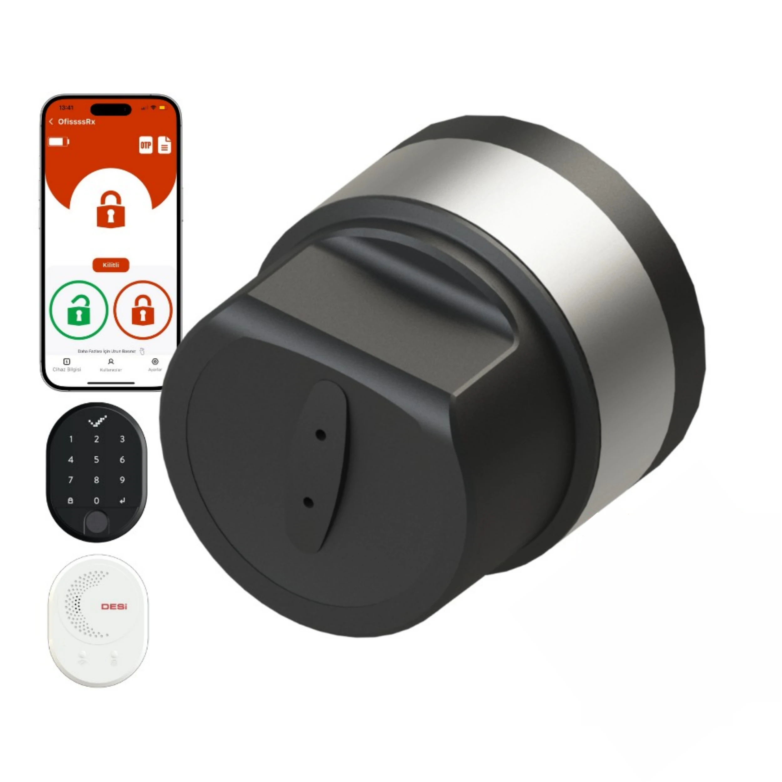 Desi Utopic Rx Yapay Zeka Destekli Akıllı Kilit - Wifi Akıllı Köprü - Parmak Izi ve Tuş Takımı Set (Anahtar Üzerine Montaj Akıllı Kapı Kilidi)