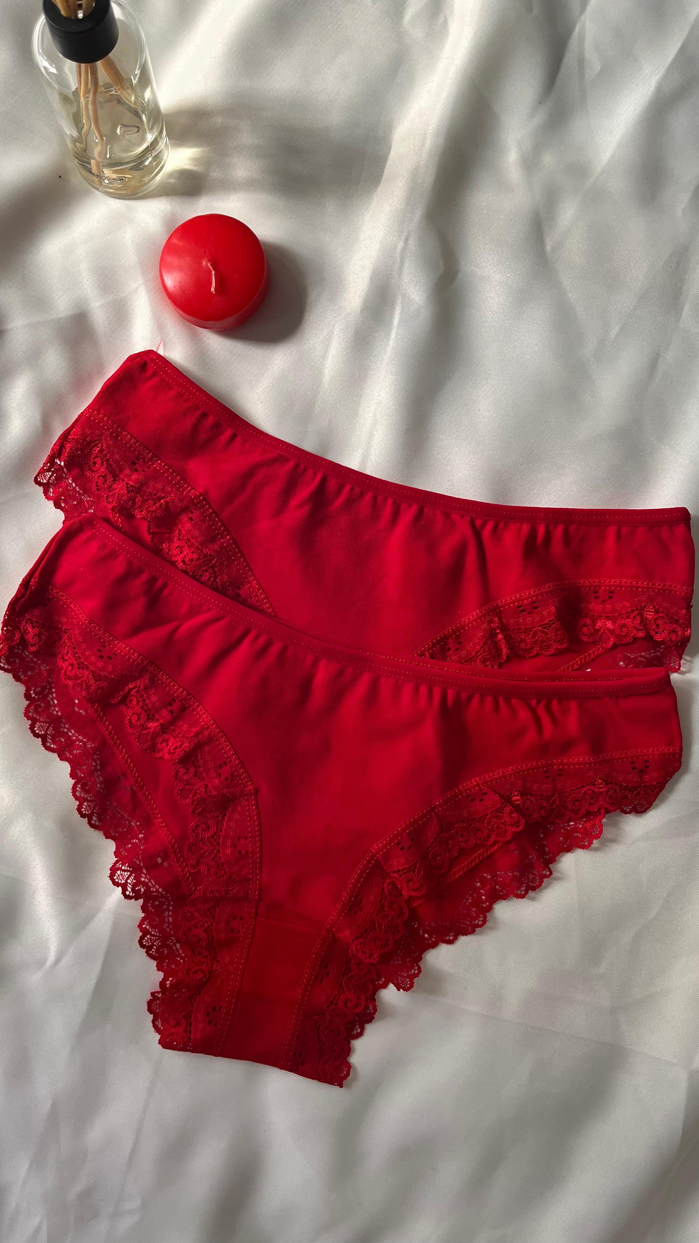 Dantelli Slip 4lü Kırmızı Külot 