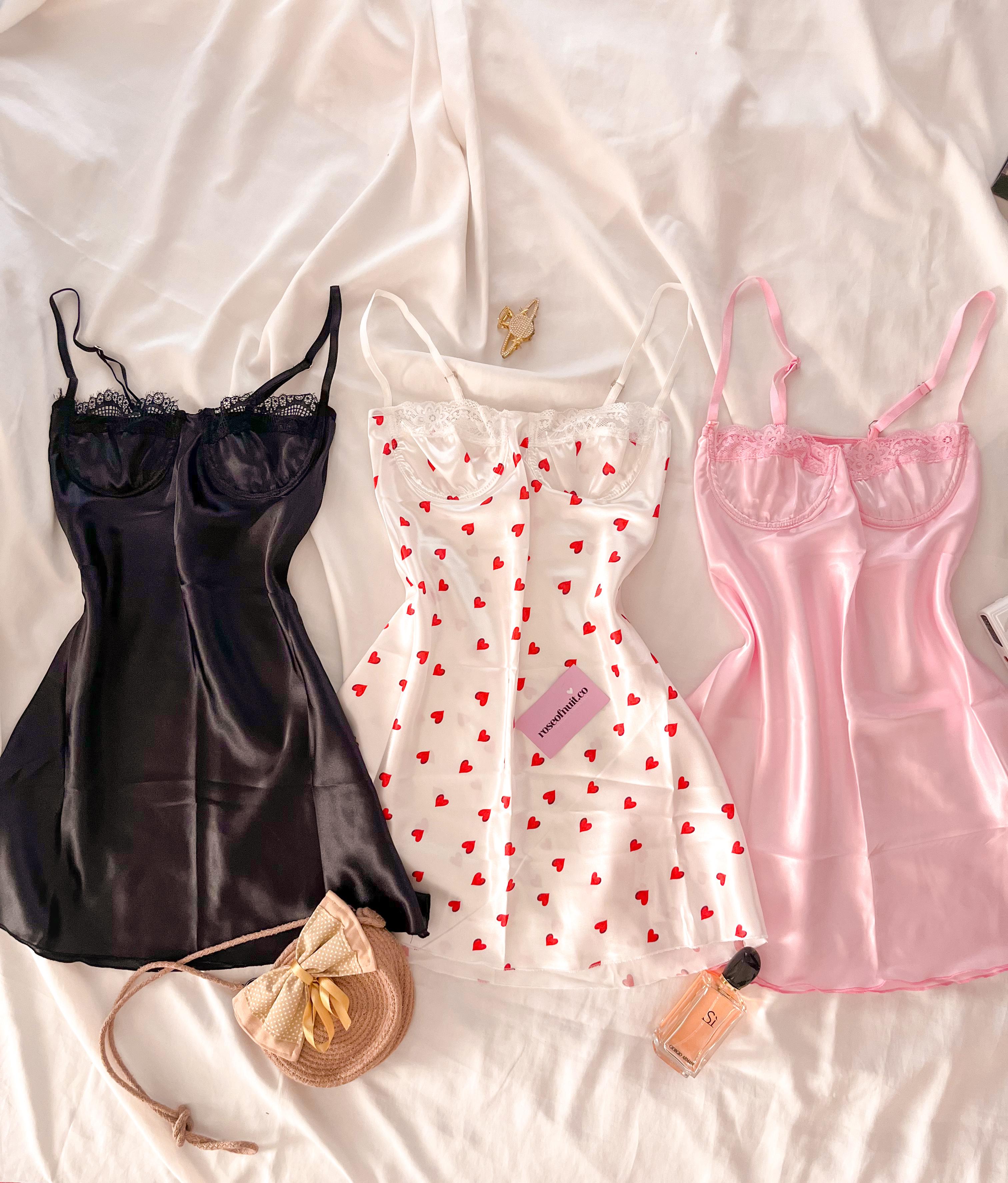 Midnight Valentine Satin Set (3 Parça) 
