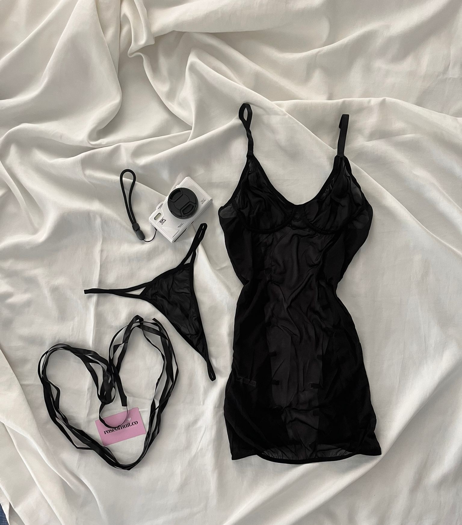 Arkası Çapraz Tül Bağlı Babydoll 
