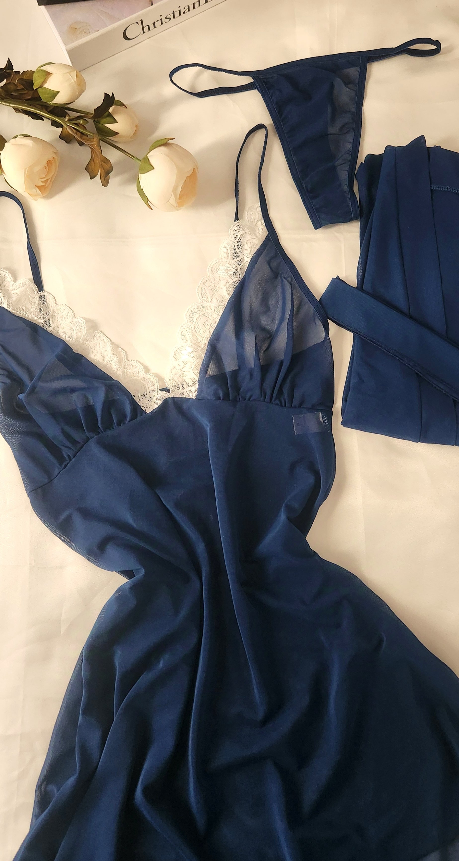 Romantic Velvet Babydoll Set ( String Hediyeli )