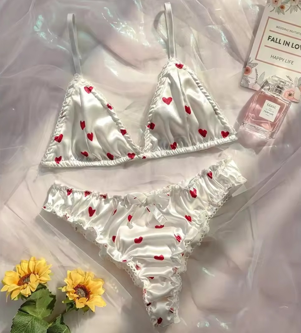 Kalpli Saten Sütyen Set 